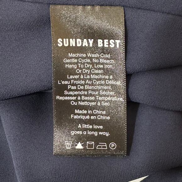 Aritzia Sunday Best Ruffle Wrap Chiffon Navy Mini Dress Size 2 - Picture 7 of 12